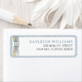 Stofblauw Baby Blokken Retouradres Label (Insitu)