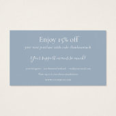 Stofblauw Bedankt voor winkelen Kortingkaart Visitekaartje (Achterkant)