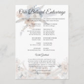 Stofblauw Beige Bloem Goud Trouwprogramma Kaart (Achterkant)