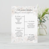 Stofblauw Beige Bloem Goud Trouwprogramma Kaart (Staand voorkant)
