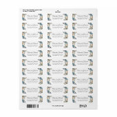 Stofblauw Beige Boho Bloemen Retouradreslabel Etiket (Full Sheet)