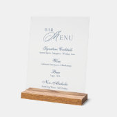 Stofblauw Bevroren Acryl Trouwbar Menu Bord (Hoek)