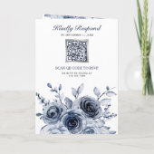 Stofblauw Bloem Foto Collage QR Code Trouwen (Achterkant)