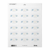 Stofblauw Bloem Motief Retouradreslabel Etiket (Full Sheet)