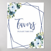 Stofblauw Bloem Waterverf Favorieten Bordje Poster (Voorkant)