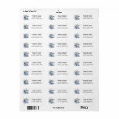 Stofblauw Bloemendeksel Adreslabel Etiket (Full Sheet)