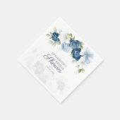 Stofblauw bloemig bruidsfeest papieren servet (Hoek)