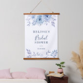 Stofblauw Bloemig Sering Bruidsdiner Hangend Wandkleed (Slaapkamer)