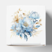 Stofblauw Bloemmotief Goud Bedankdoosjes (Bovenkant)