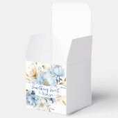 Stofblauw Bloemmotief Goud Bedankdoosjes (Geopend)