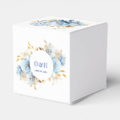 Stofblauw Bloemmotief Goud Bedankdoosjes (Achterkant)