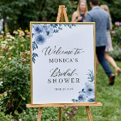 Stofblauw Boheem Bloem Bruiloft Borrel Sign Poster