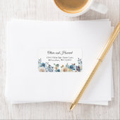 Stofblauw Boho Bloem Motief Retouradreslabel Etiket (Insitu)