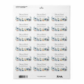 Stofblauw Boho Bloem Motief Retouradreslabel Etiket (Full Sheet)