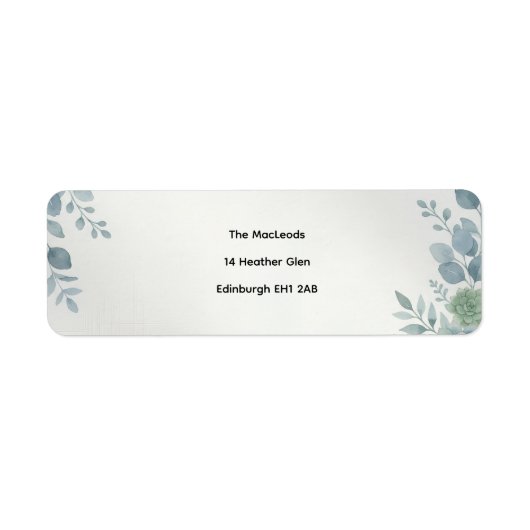 Stofblauw botanisch adreslabel etiket (Voorkant)