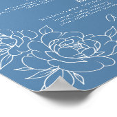 Stofblauw botanisch signature drank trouwteken poster (Hoek)