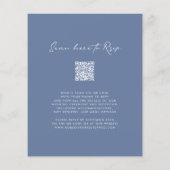 Stofblauw Budget QR Code Monogram Trouw Uitnodigin (Achterkant)