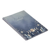 Stofblauw Celestial Maanfase Notitieboek Dagboek (Rechterzijde)