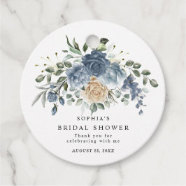 Stofblauw & Champagne Bloemrijke Bruidsdouche Bedankjes Labels