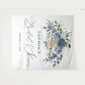 Stofblauw & Champagne Bloemrijke Bruidsdouche Wandkleed (Voorkant (horizontaal))