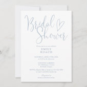 Stofblauw chic script QR-code foto bruidsdouche Kaart (Voorkant)