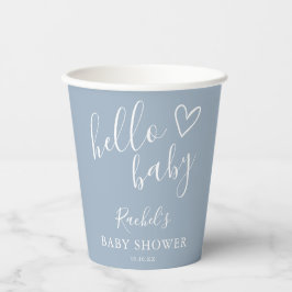 Stofblauw Cute Hart Baby Jongen Hallo Baby Shower Papieren Bekers