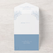 Stofblauw Eenvoudig Botanisch All In One Uitnodiging (Buitenkant)