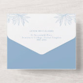 Stofblauw Eenvoudig Botanisch All In One Uitnodiging (Achterkant)