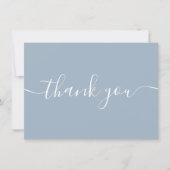 Stofblauw Eenvoudig Modern Elegant Script Bedankkaart (Voorkant)