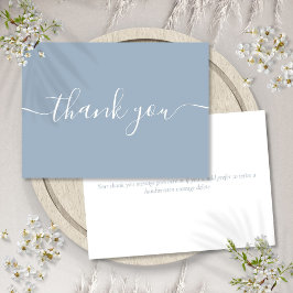 Stofblauw Eenvoudig Modern Elegant Script Bedankkaart