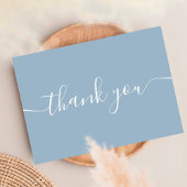 Stofblauw Eenvoudig Modern Elegant Script Bedankkaart