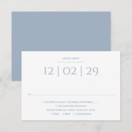Stofblauw Eenvoudige Speciale Datum Trouw RSVP Kaartje