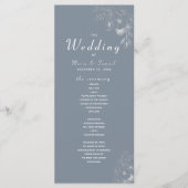 Stofblauw Elegant Huwelijksceremonie Programma Programmakaart (Voorkant)
