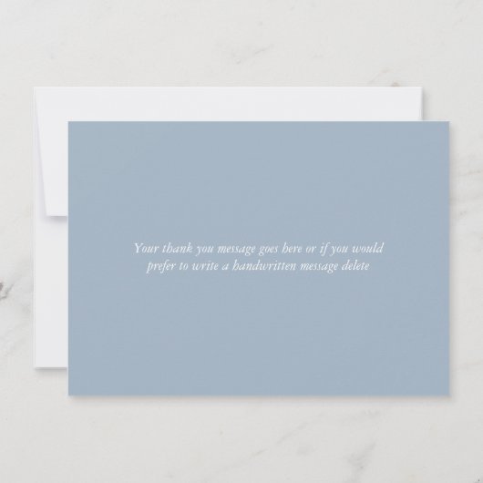 Stofblauw Elegant Minimalistisch Script Hart Bedankkaart (Achterkant)
