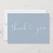 Stofblauw Elegant Minimalistisch Script Hart Bedankkaart (Voorkant)