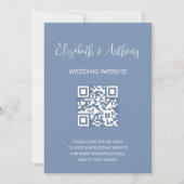 Stofblauw Elegante Script | QR Code Huwelijksreact Kaart (Voorkant)