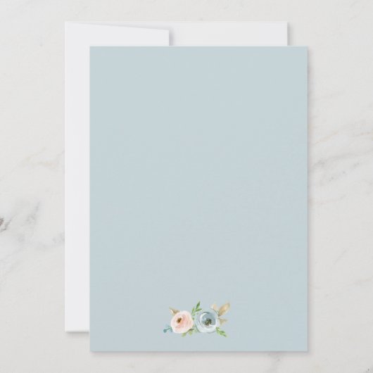 Stofblauw en blozend roze rustieke bloemen trouw- save the date (Achterkant)