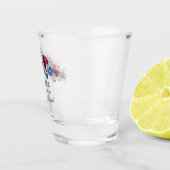 Stofblauw en bordeauxrood, word mijn getuige? shot glas (Rechts)