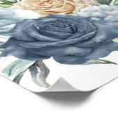 Stofblauw en Champagne Bruiloftsontvangst Poster (Hoek)