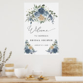 Stofblauw en Champagne Bruiloftsontvangst Poster (Keuken)