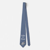 Stofblauw en grijs bloemmotief Vader van de Bruide Stropdas (Voorkant)
