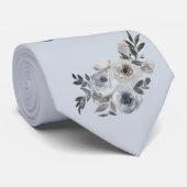 Stofblauw en grijs bloemoverhemd voor de vader van stropdas (Opgerold)