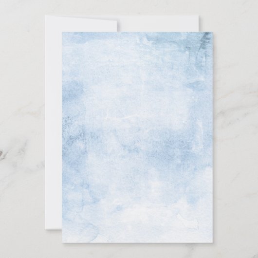 Stofblauw en levend koraal bloemige moderne trouwd kaart (Achterkant)