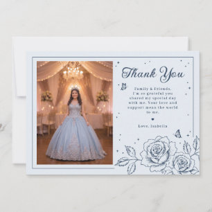 Stofblauw en marinegoud Quinceañera