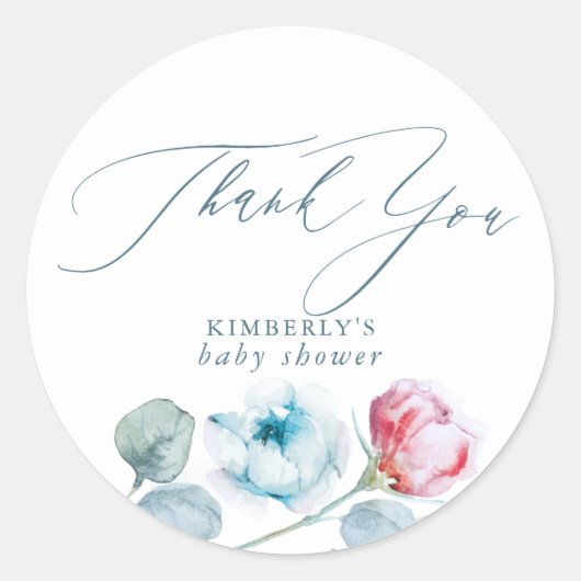 Stofblauw en Roze Speciale Feest Dankjewel Ronde Sticker (Voorkant)