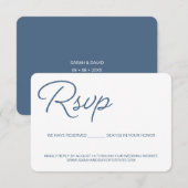 Stofblauw en wit RSVP huwelijksstoel gereserveerd (Voorkant / Achterkant)