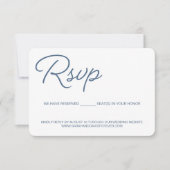 Stofblauw en wit RSVP trouwstoel gereserveerd Kaartje (Voorkant)