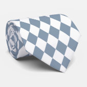 Stofblauw en Witte Harlekijn Diamanten Das (Opgerold)