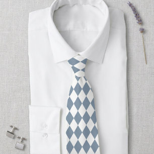 Stofblauw en Witte Harlekijn Diamanten Das