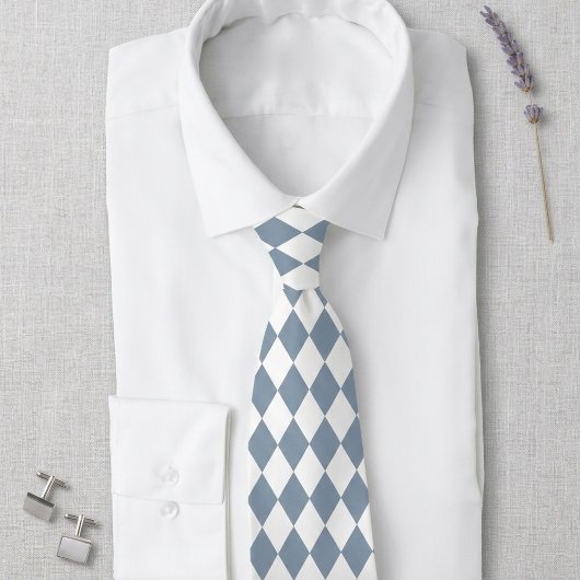 Stofblauw en Witte Harlekijn Diamanten Das